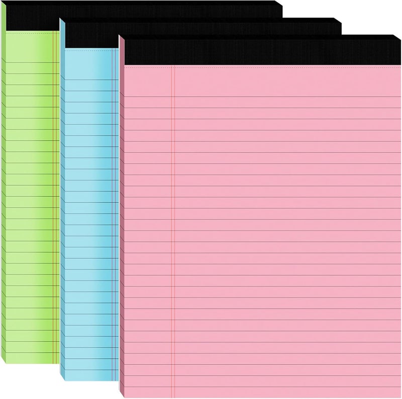 Ciphyfee 3pcs Legal Pads 8.5 x 11,Notepads 8.5 x 11 Inch, 30 Sheets/Pack, Color Note Pads Clear Print Writing Pads of Paper, Perforate Wide Ruled Lined with Sturdy Back for Office, Business & School Supplies - Image 1